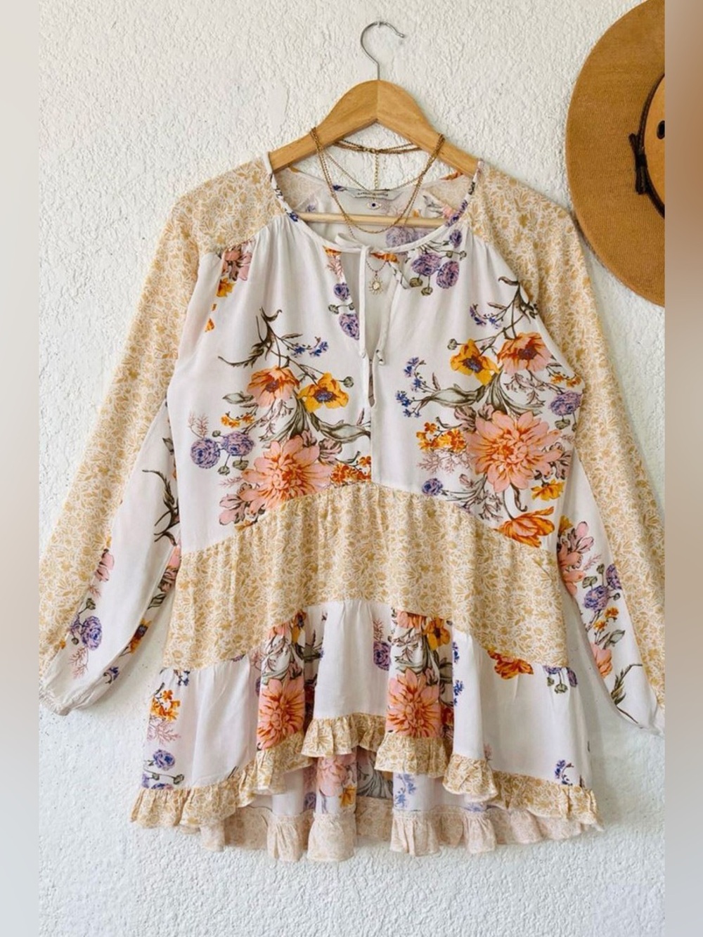American Eagle Outfitters Floral Tiered Peasant Top